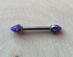 14g 4mm Prong-Set Opal/ Natural Stone Bullet End by People's Jewelry