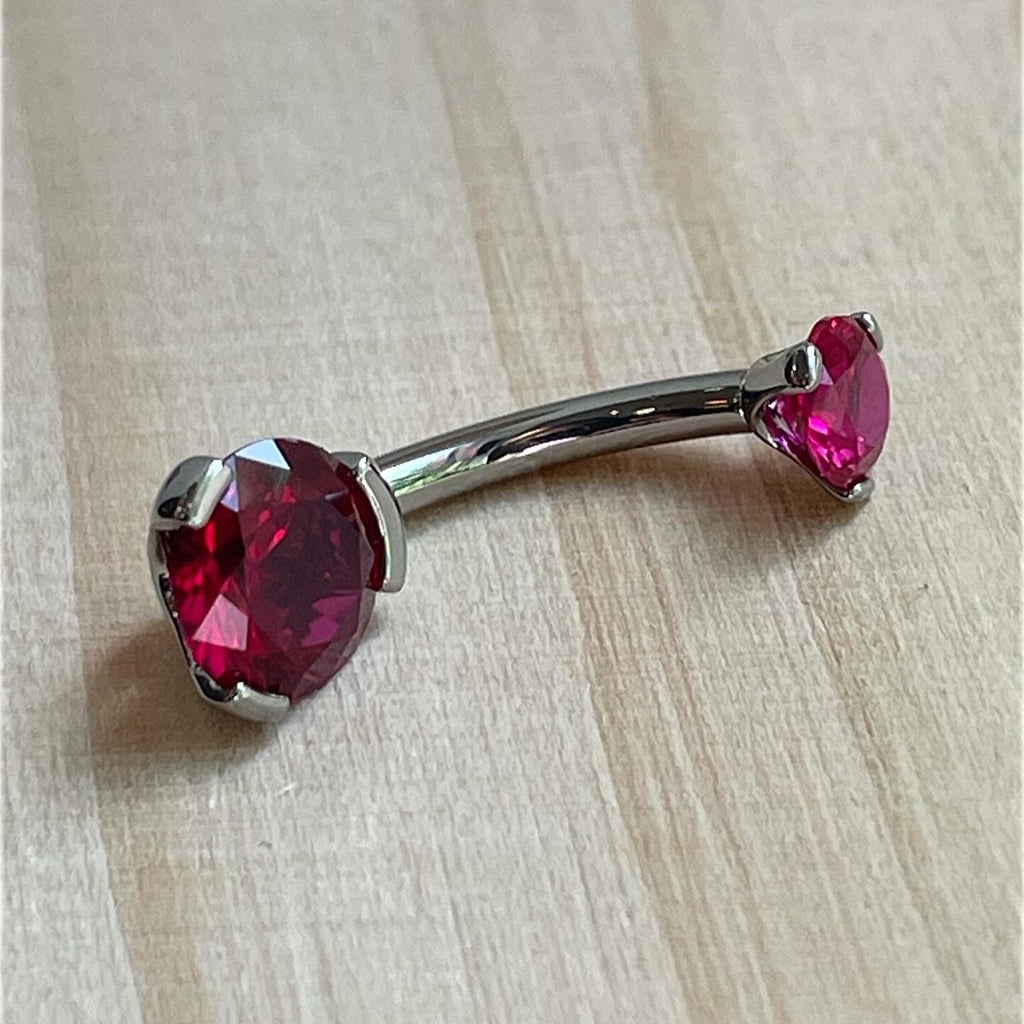 Prong-Set Round Faceted Gem Navel Curve by Industrial Strength (ALL COLORS)