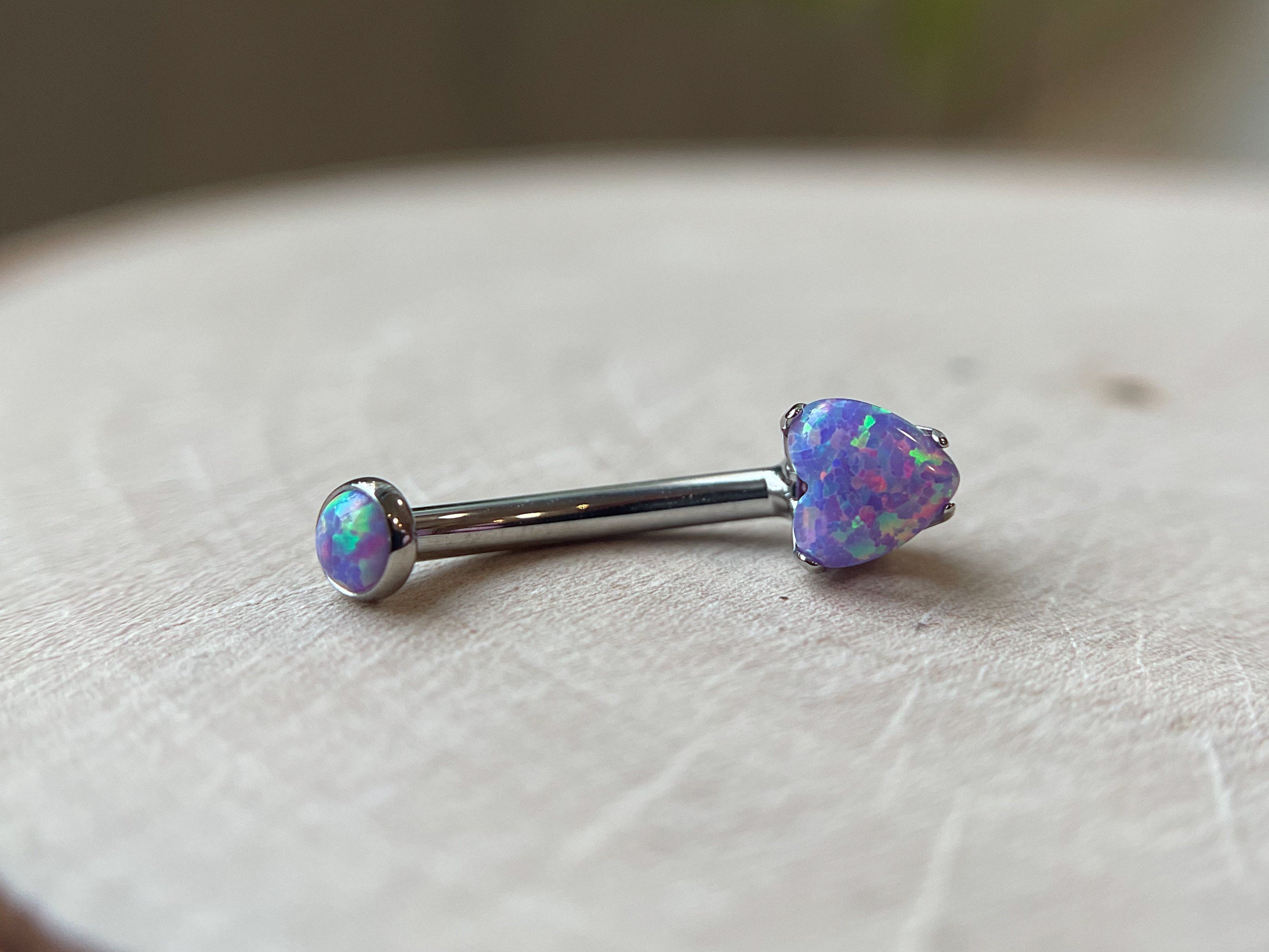 Lavender Opal Heart Navel Curve by Anatometal