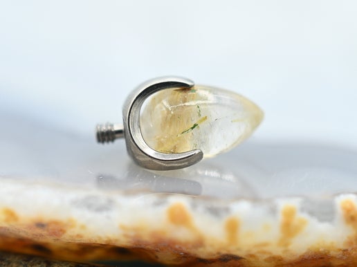 14g 4mm Prong-Set Opal/ Natural Stone Bullet End by People's Jewelry