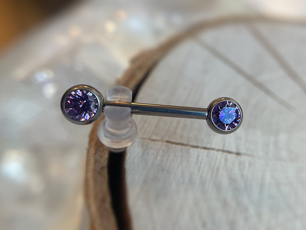 Side-Set Gem Nipple End by Neometal (sold individually)