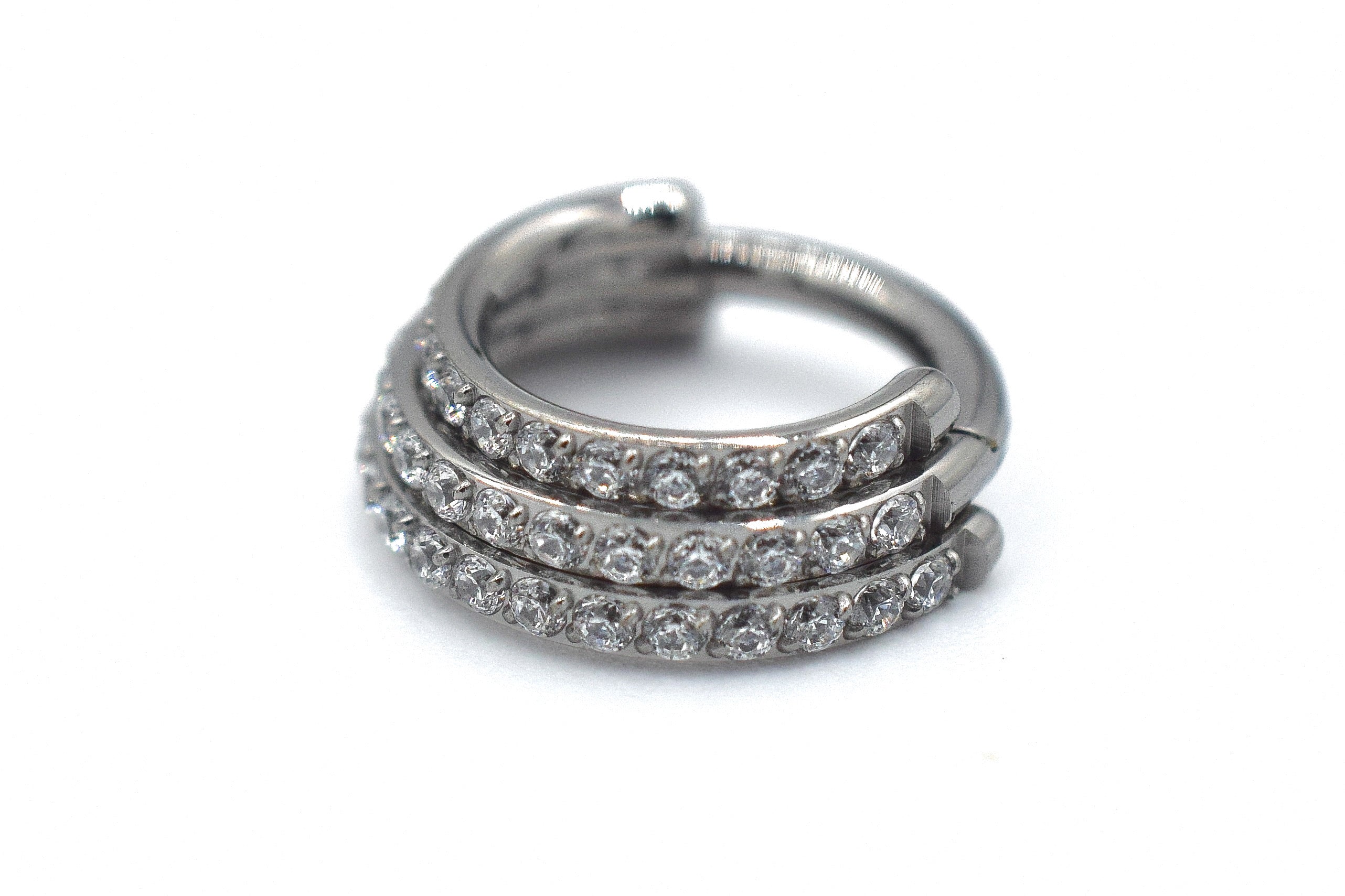 Titanium "Triple Stack" with Clear CZ Clicker by Crucial