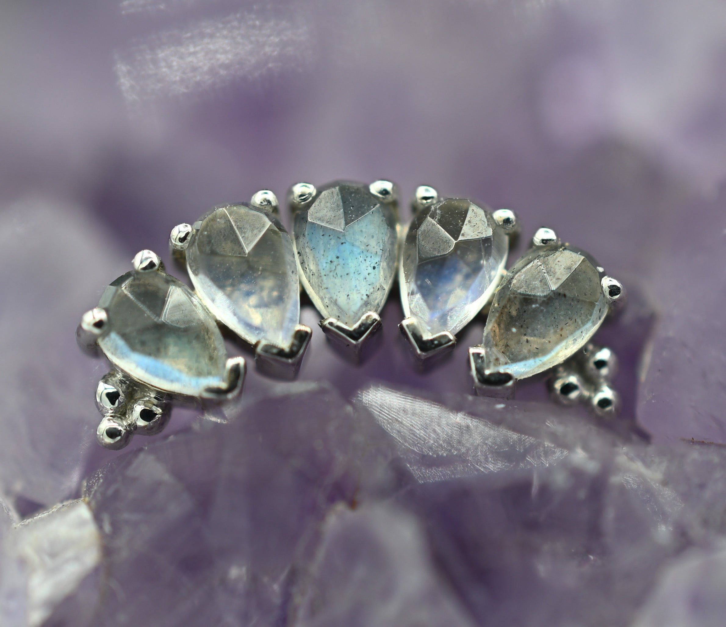 Labradorite & Rainbow Moonstone Pear Panaraya by BVLA