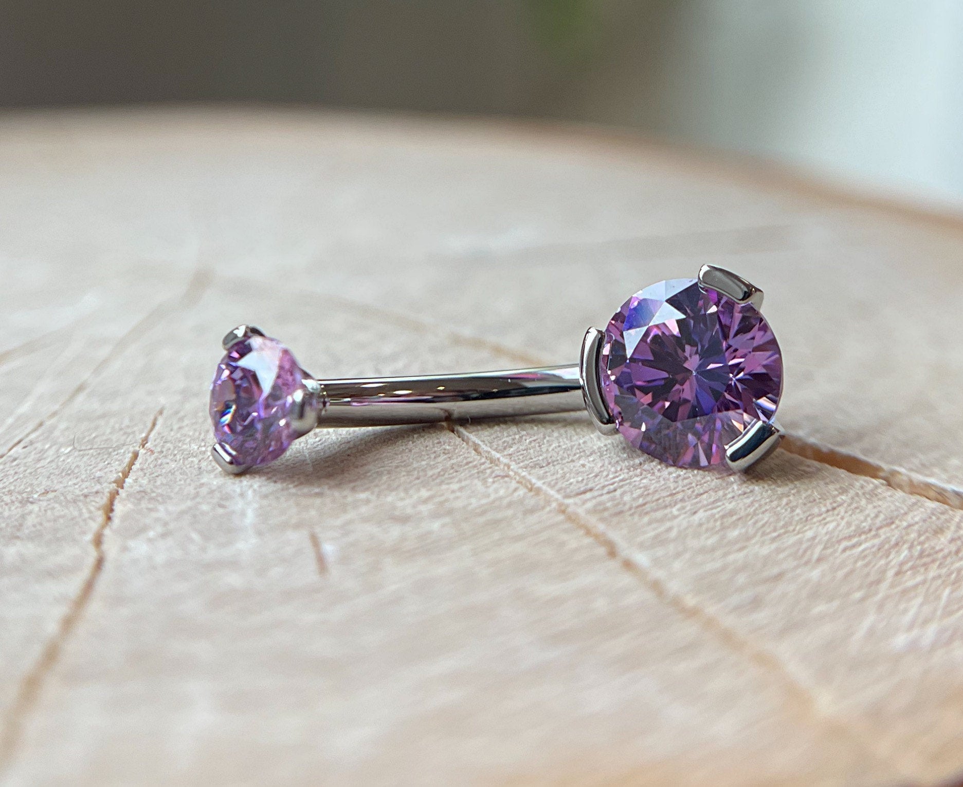 Prong-Set Round Faceted Gem Navel Curve by Industrial Strength (ALL COLORS)