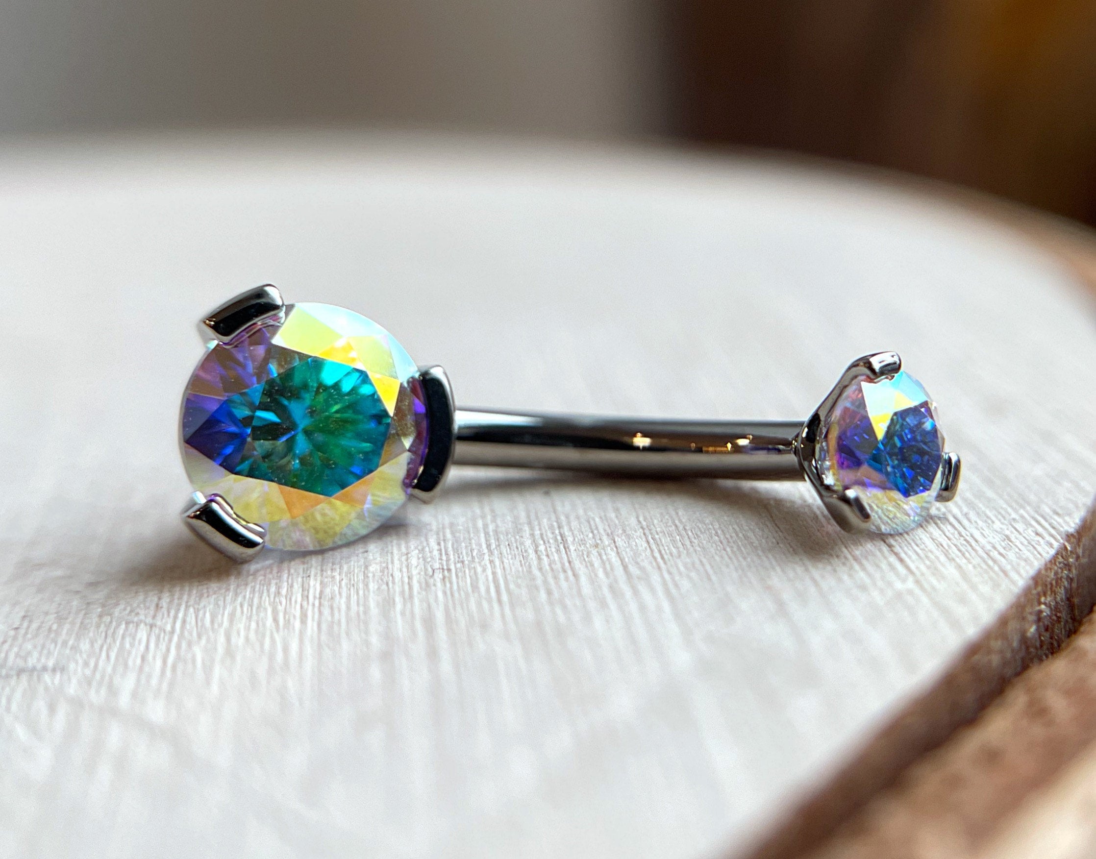 Prong-Set Round Faceted Gem Navel Curve by Industrial Strength (ALL COLORS)