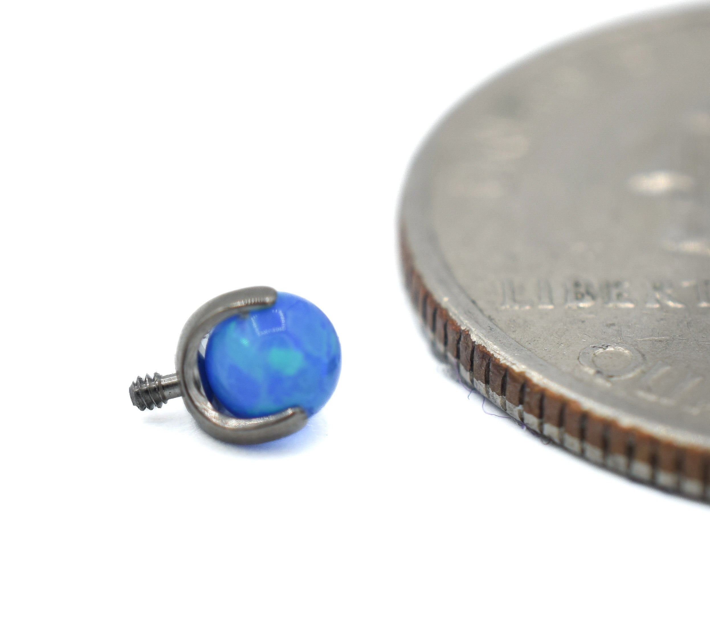 14g 3-Prong Opal Nipple Barbell Ends by People's Jewelry (ALL COLORS)