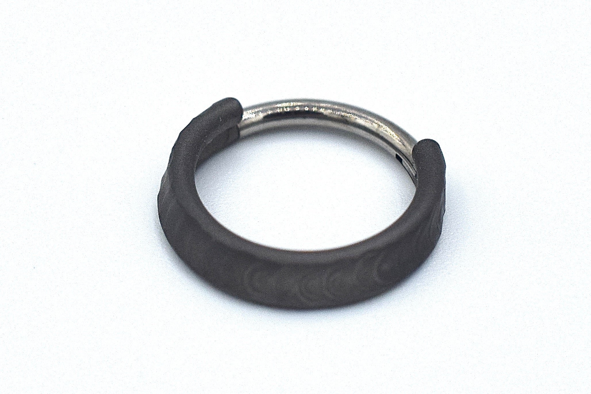 Dark Matte Titanium Triple Weld-Faceted Hinge Ring by Zadamer
