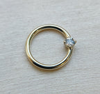 Prong set White Sapphire Fixed Bead Seam Ring by BVLA