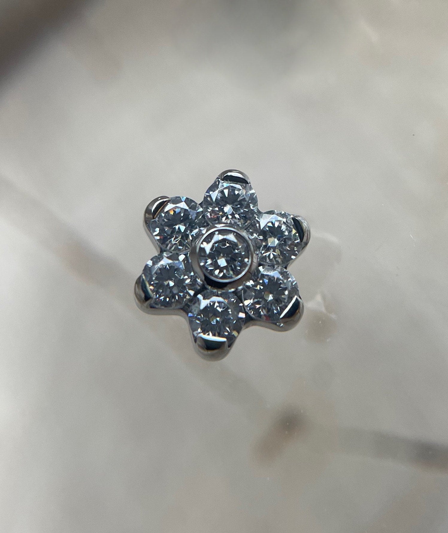 14g Threaded Flower (2mm Gems) by Industrial Strength