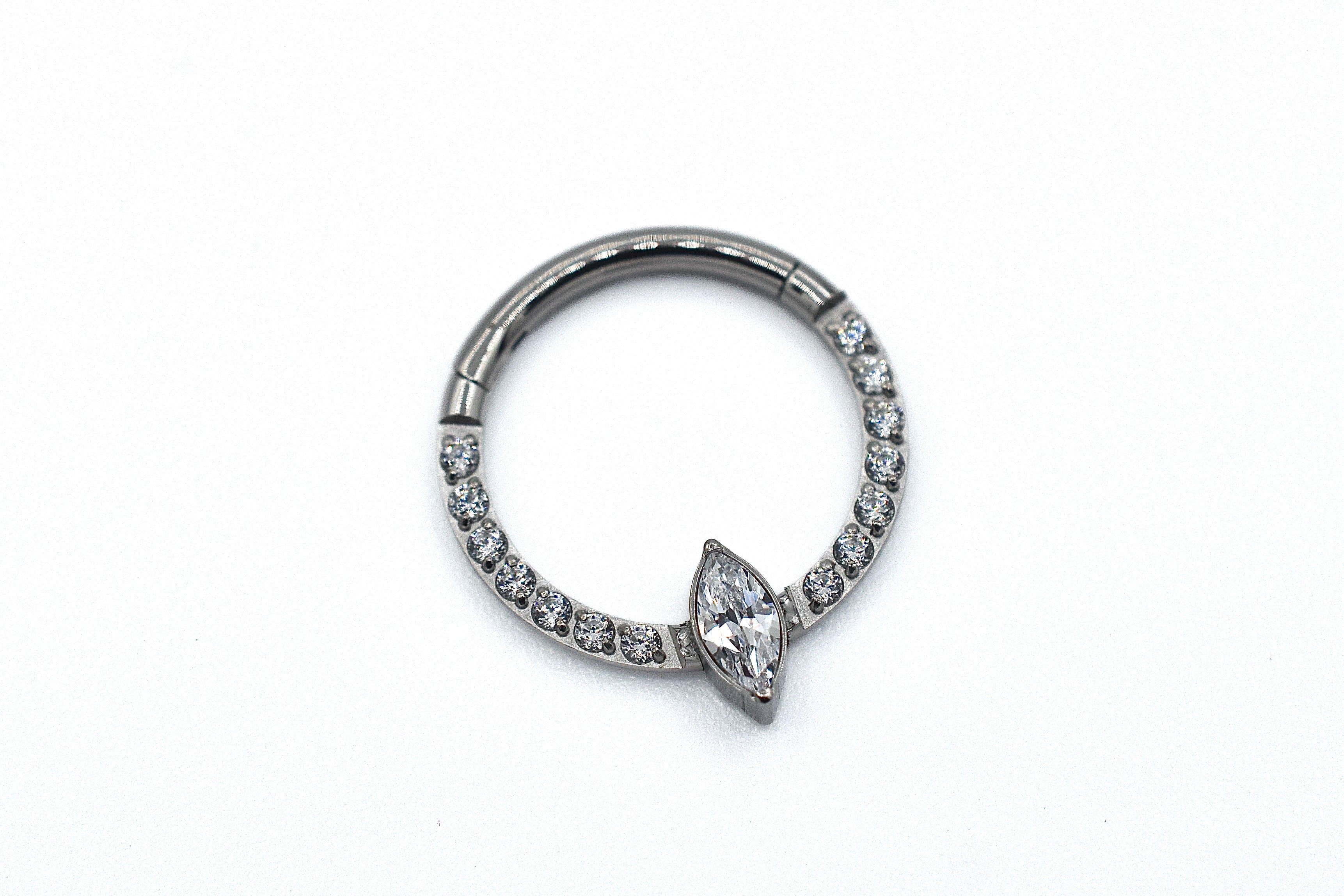 Titanium Marquise Captive Clicker with Clear CZ by Crucial