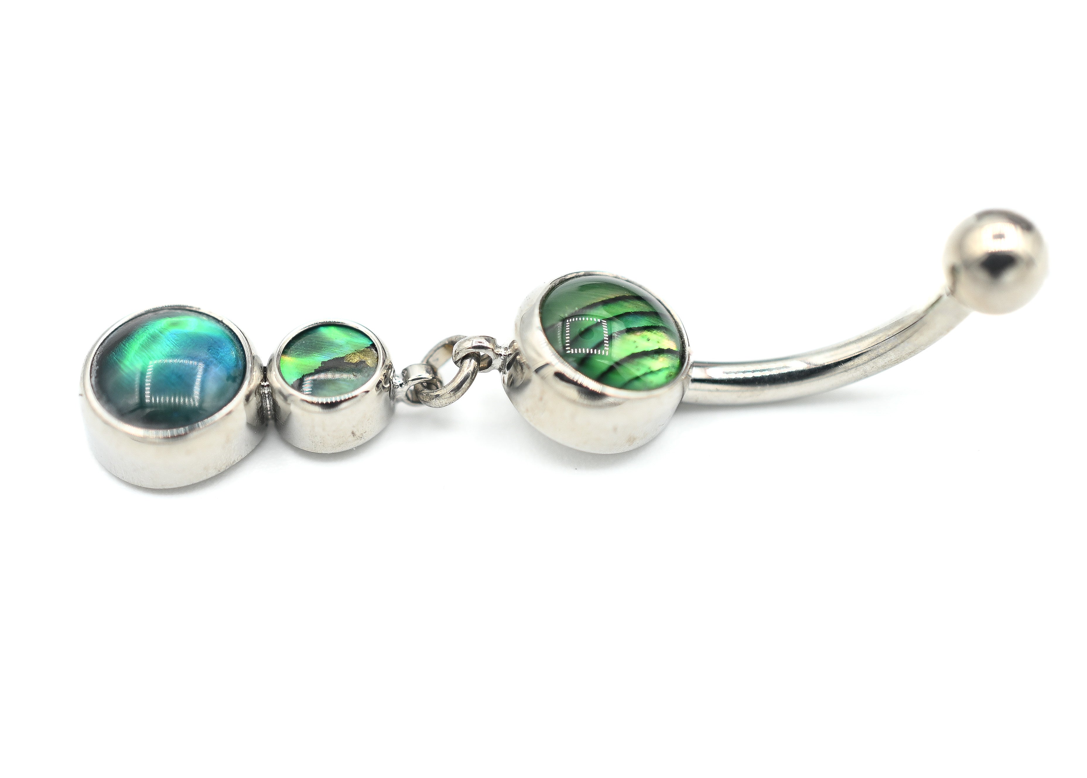 Double Natural Stone Dangle Navel Curve by Industrial Strength