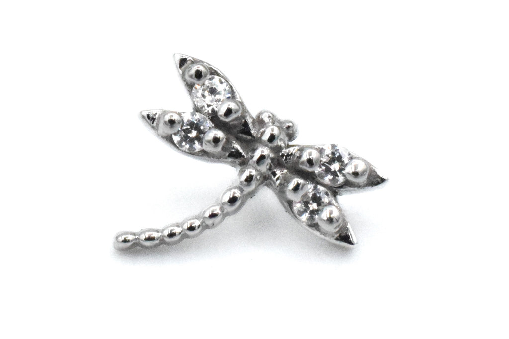 Threaded Damselfly - Dragonfly with White CZ by BVLA