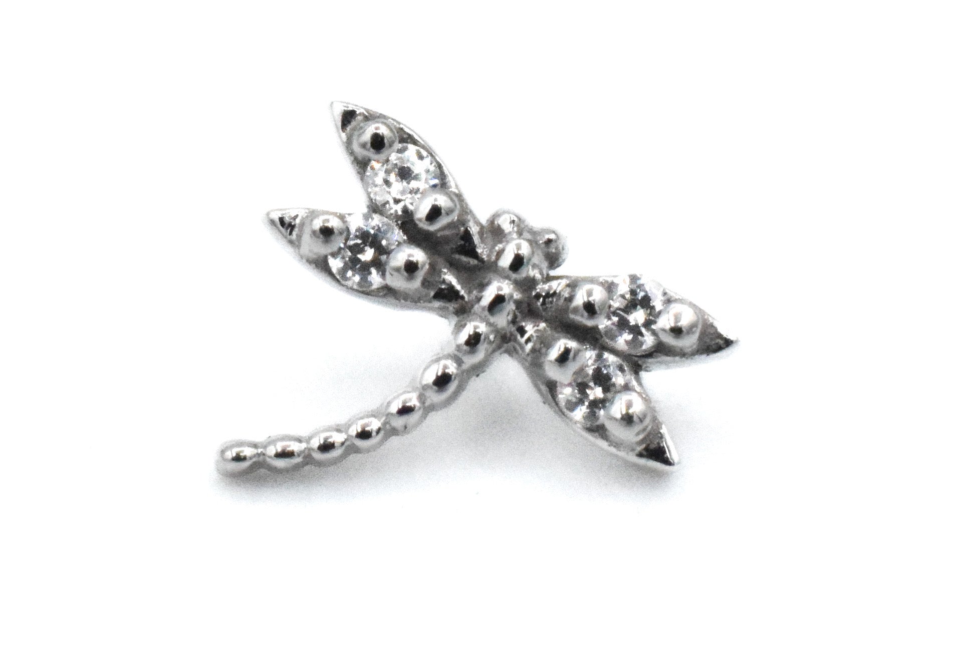 Threaded Damselfly - Dragonfly with White CZ by BVLA