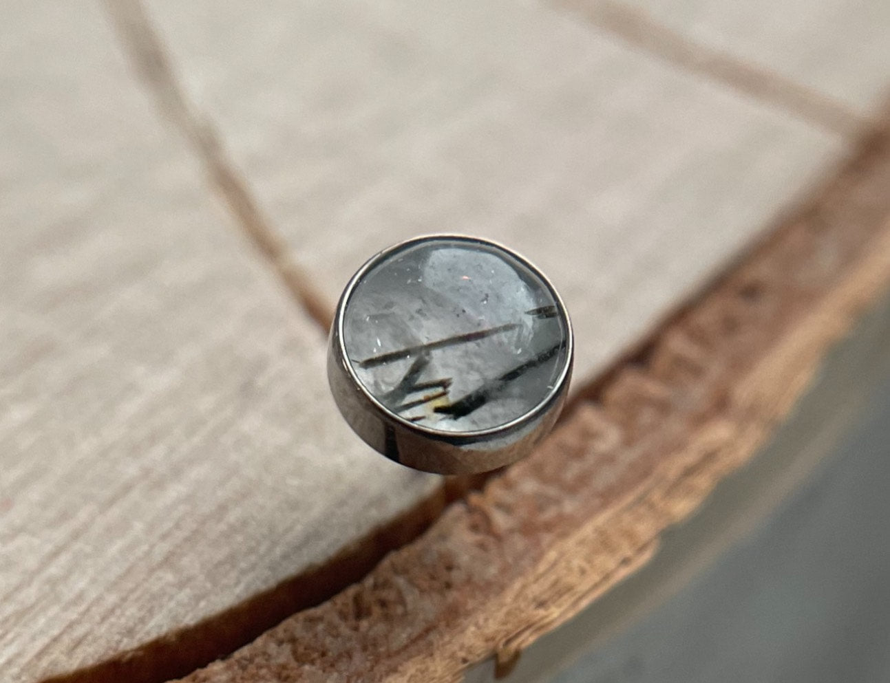 Genuine Tourmalinated Quartz Cabochon by People's Jewelry