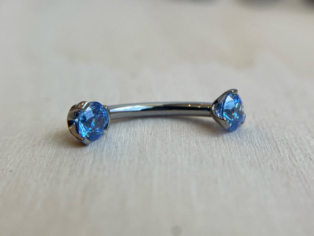 Prong-Set "Small Bottom" Navel Curve Round-Cut by Industrial Strength (4mm/4mm)