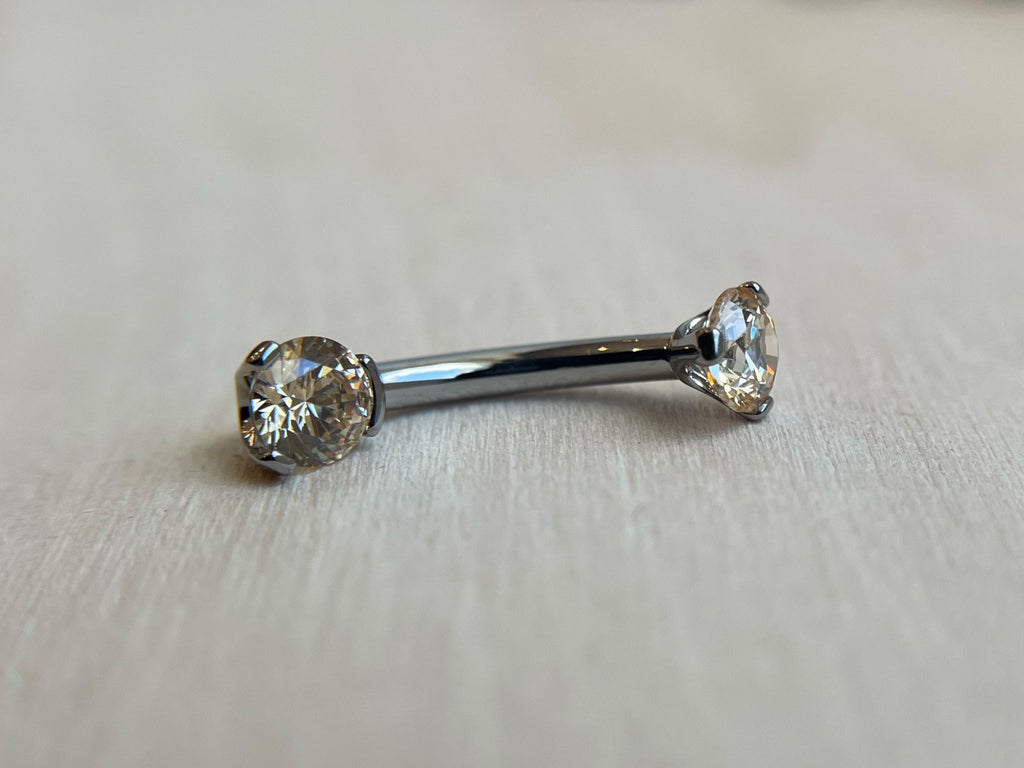 Prong-Set "Small Bottom" Navel Curve Round-Cut by Industrial Strength (4mm/4mm)