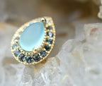 Pear Halo with Sandblasted Sea Blue Chalcedony & Aquamarine by BVLA