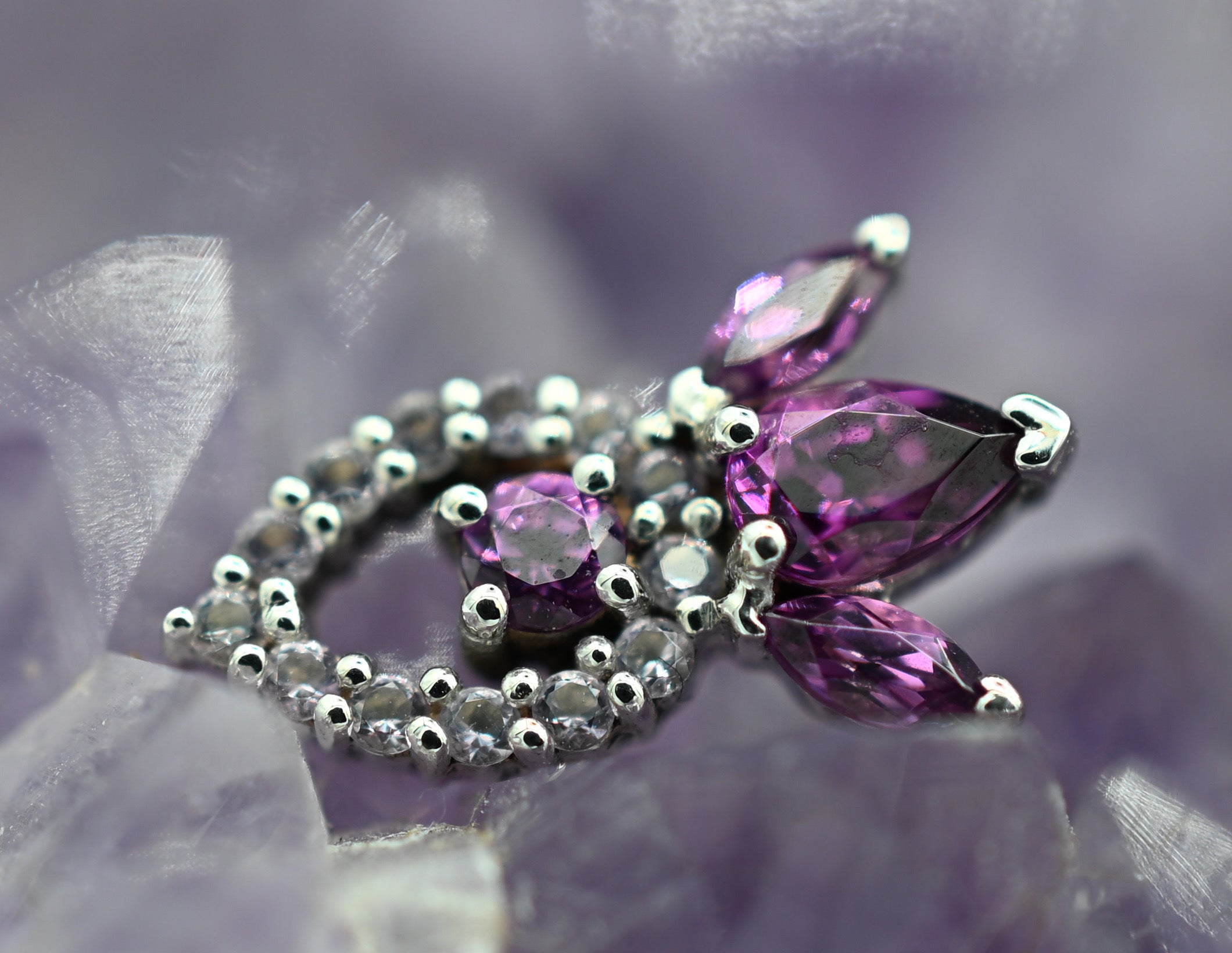 Larissa (Rhodolite + Amethyst) by BVLA