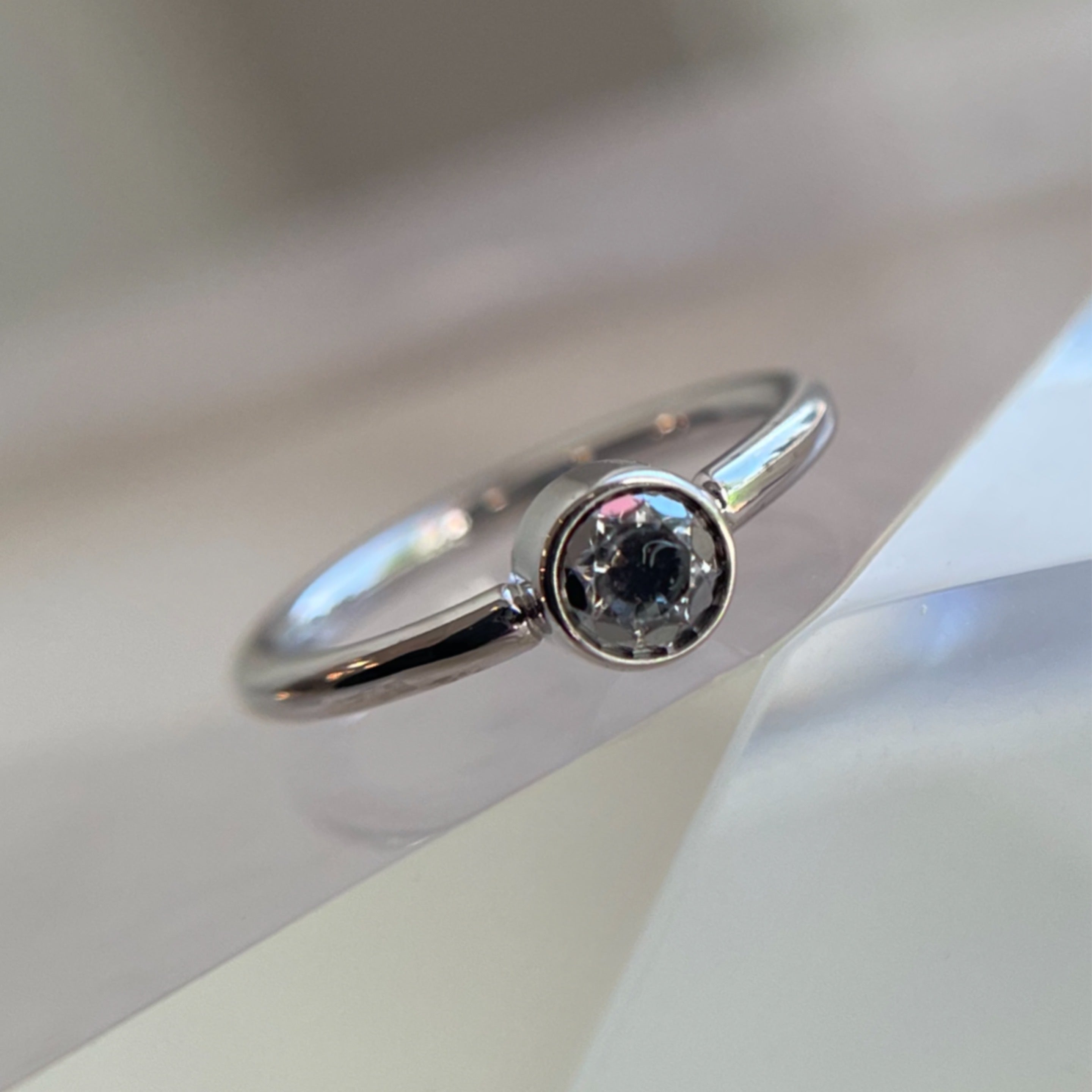 Chrome CZ Navel Facing Fixed Gem Ring by BVLA