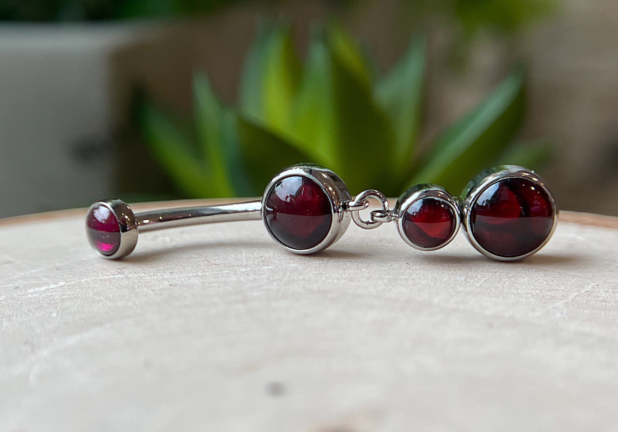 Double Natural Stone Dangle Navel Curve by Industrial Strength