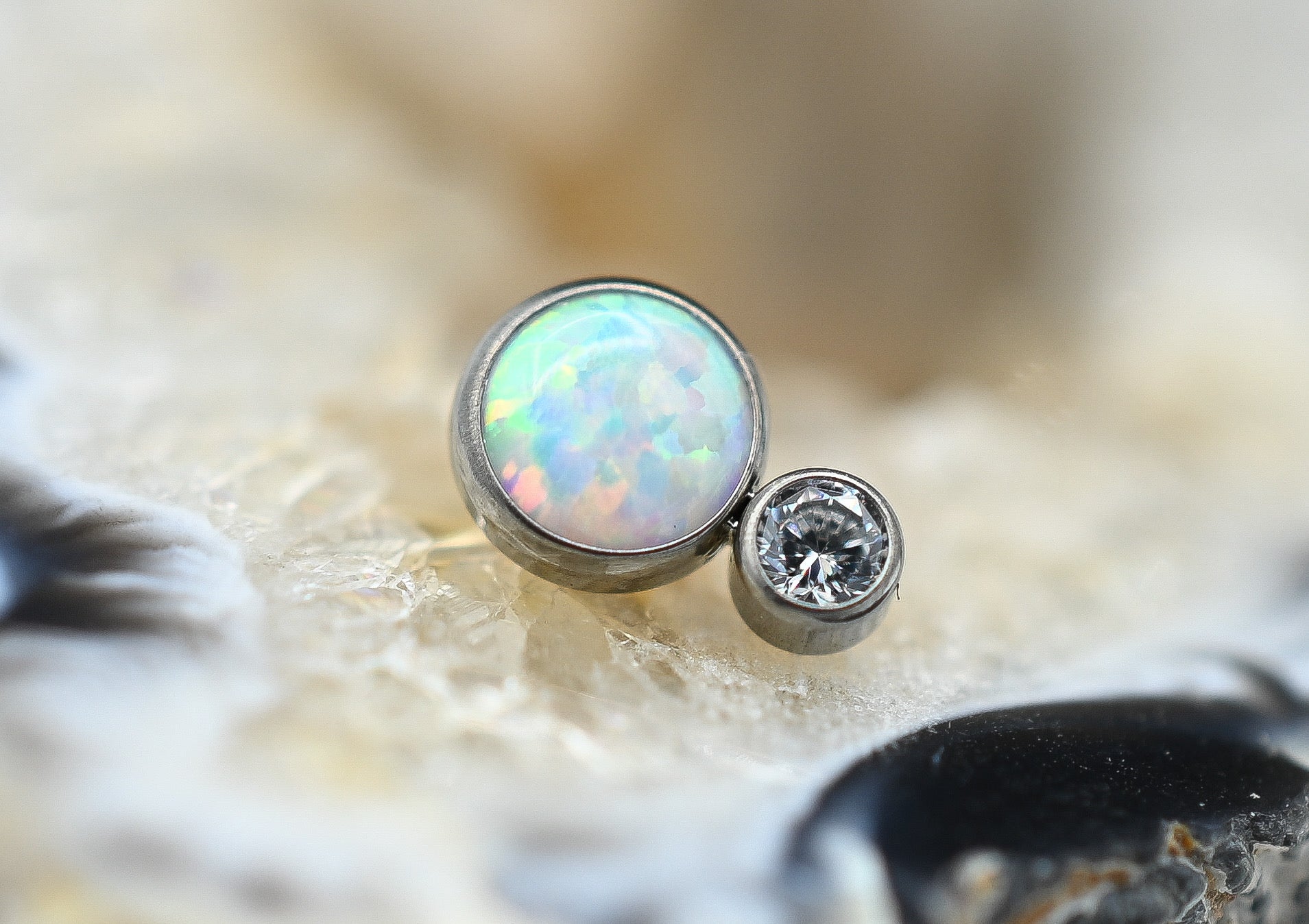 Bezel Set Two Gem Cabochon Cluster by NeoMetal