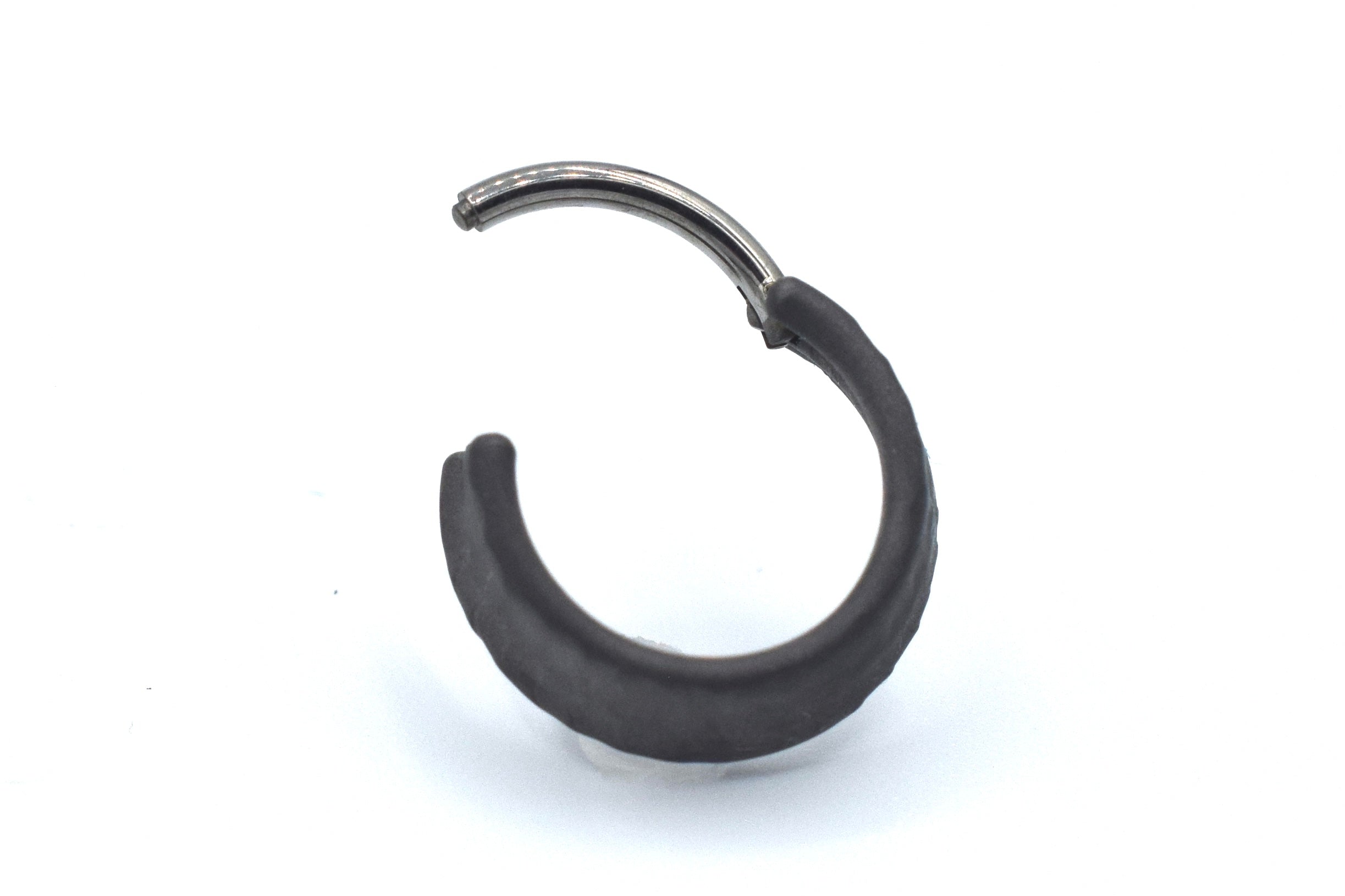 Dark Matte Titanium Triple Weld-Faceted Hinge Ring by Zadamer