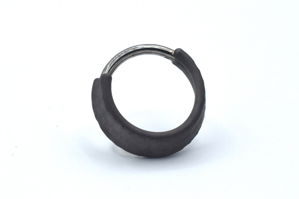 Dark Matte Titanium Triple Weld-Faceted Hinge Ring by Zadamer