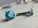 Prong-Set Round Faceted Gem Navel Curve by Industrial Strength (ALL COLORS)