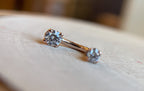 Solid 14k Curved Barbell w/ Double CZ Prong by Body Gems