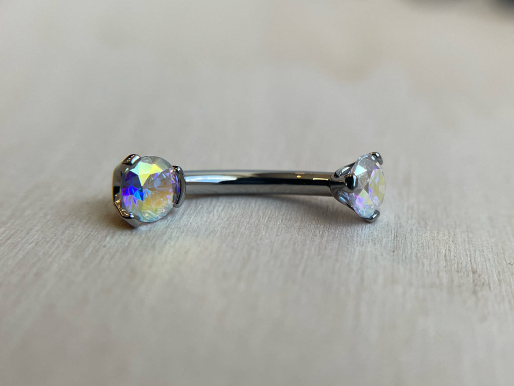 Prong-Set "Small Bottom" Navel Curve Round-Cut by Industrial Strength (4mm/4mm)