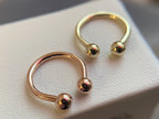 14k Solid Gold Circular Barbell by Body Gems (White, Yellow & Rose Gold)