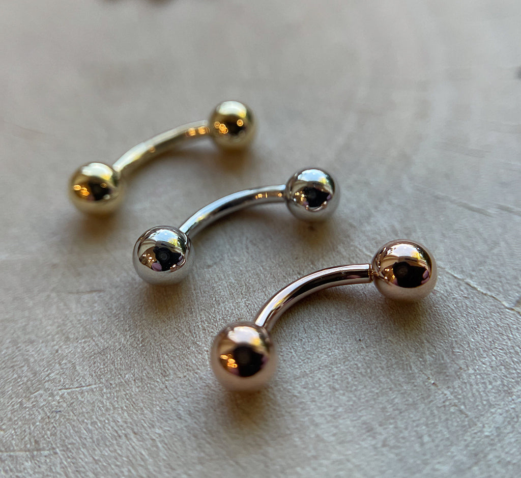 Solid 14k Gold Curved Barbell by Body Gems