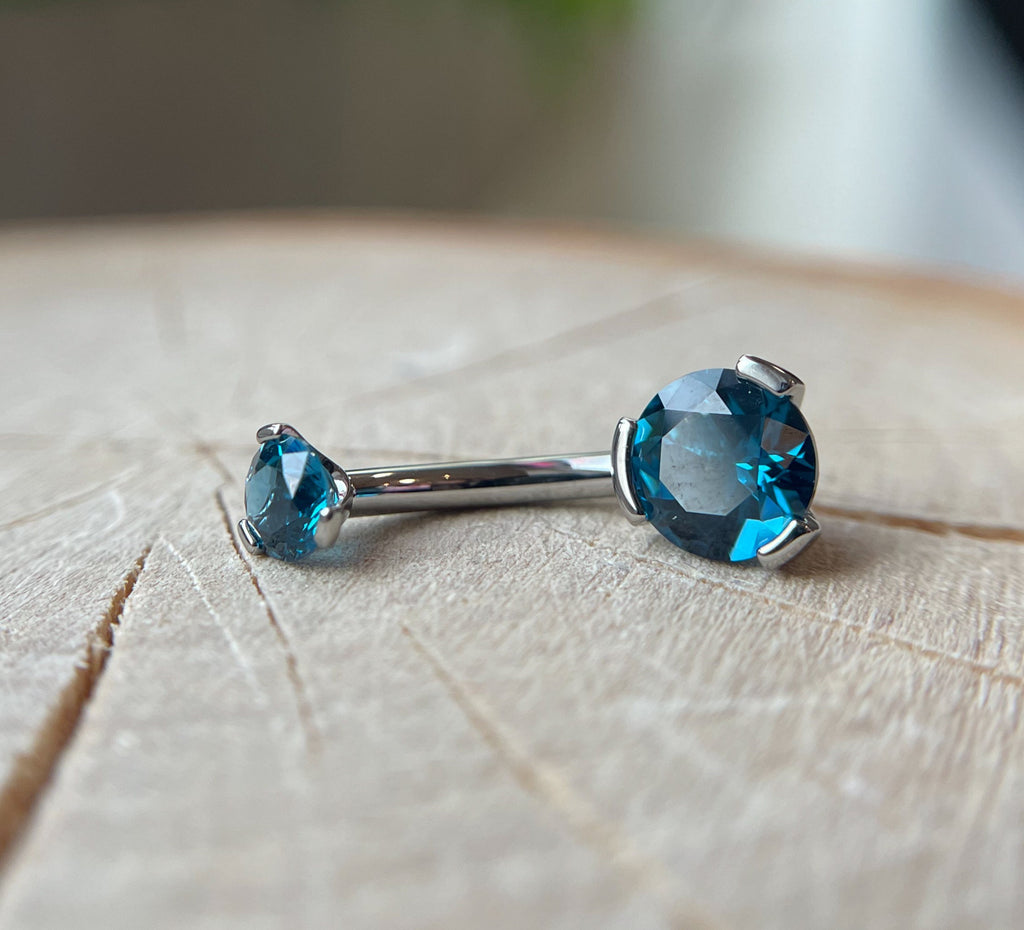 Prong-Set Round Faceted Gem Navel Curve by Industrial Strength (ALL COLORS)