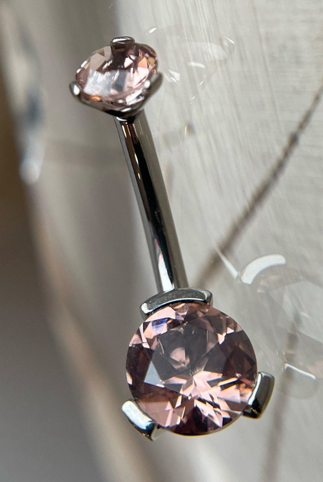 Prong-Set Round Faceted Gem Navel Curve by Industrial Strength (ALL COLORS)