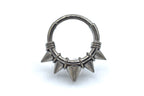 5-Spike Hinged Ring With Banding by Zadamer