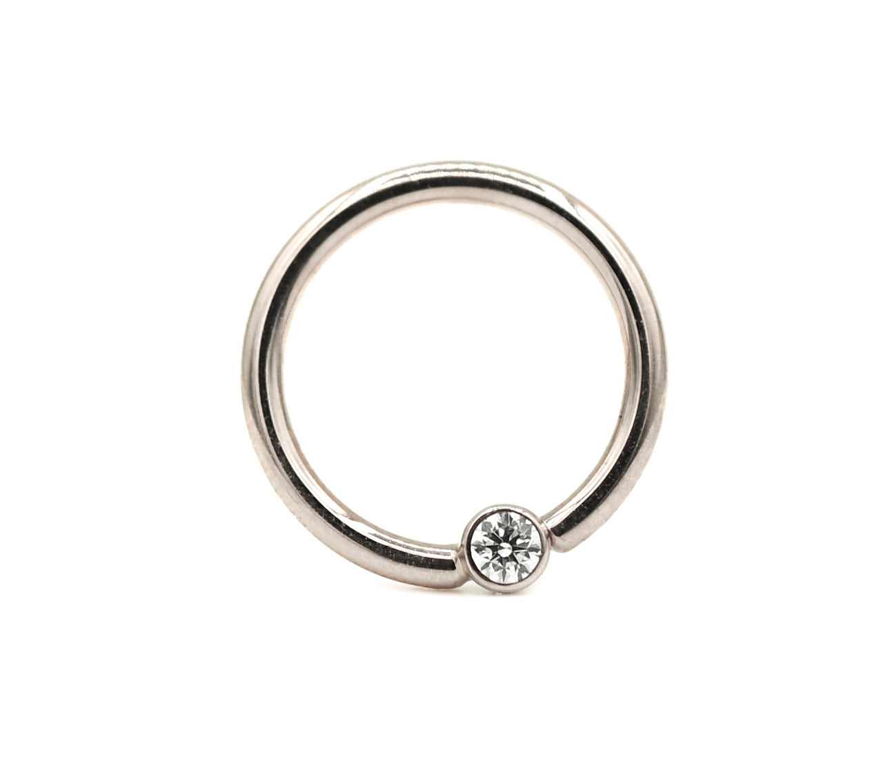 Genuine Diamond Bezel Fixed Bead Ring by Body Gems