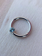 Prong set Swiss Blue Topaz Fixed Bead Seam Ring by BVLA