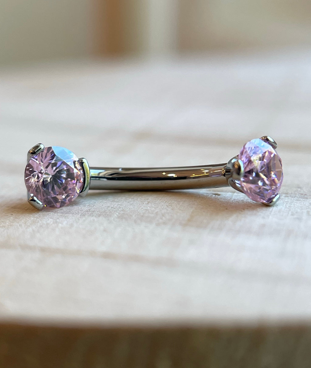 Prong-Set "Small Bottom" Navel Curve Round-Cut by Industrial Strength (4mm/4mm)