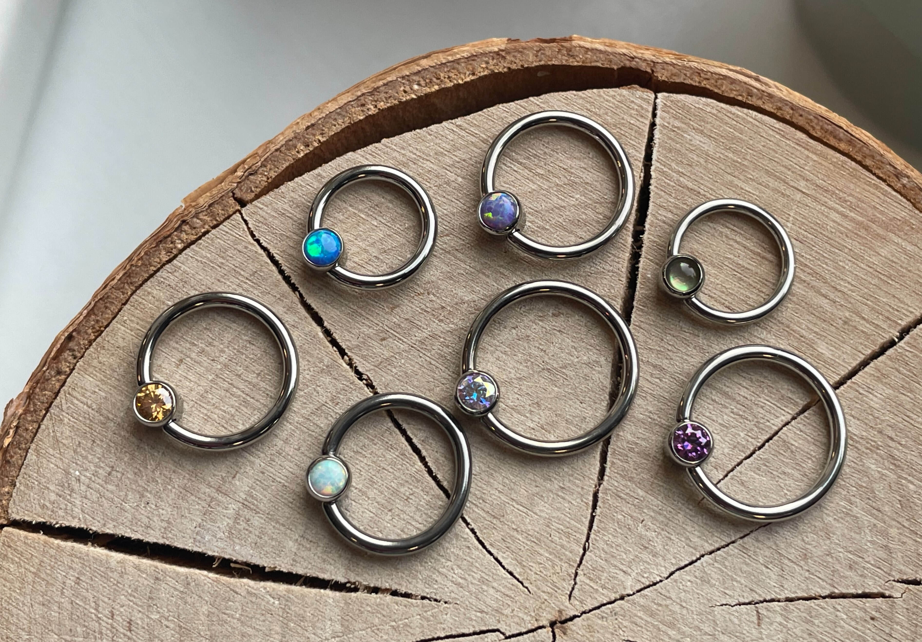 Titanium Captive Gem Beads (CZ, Opal & Natural Stone)