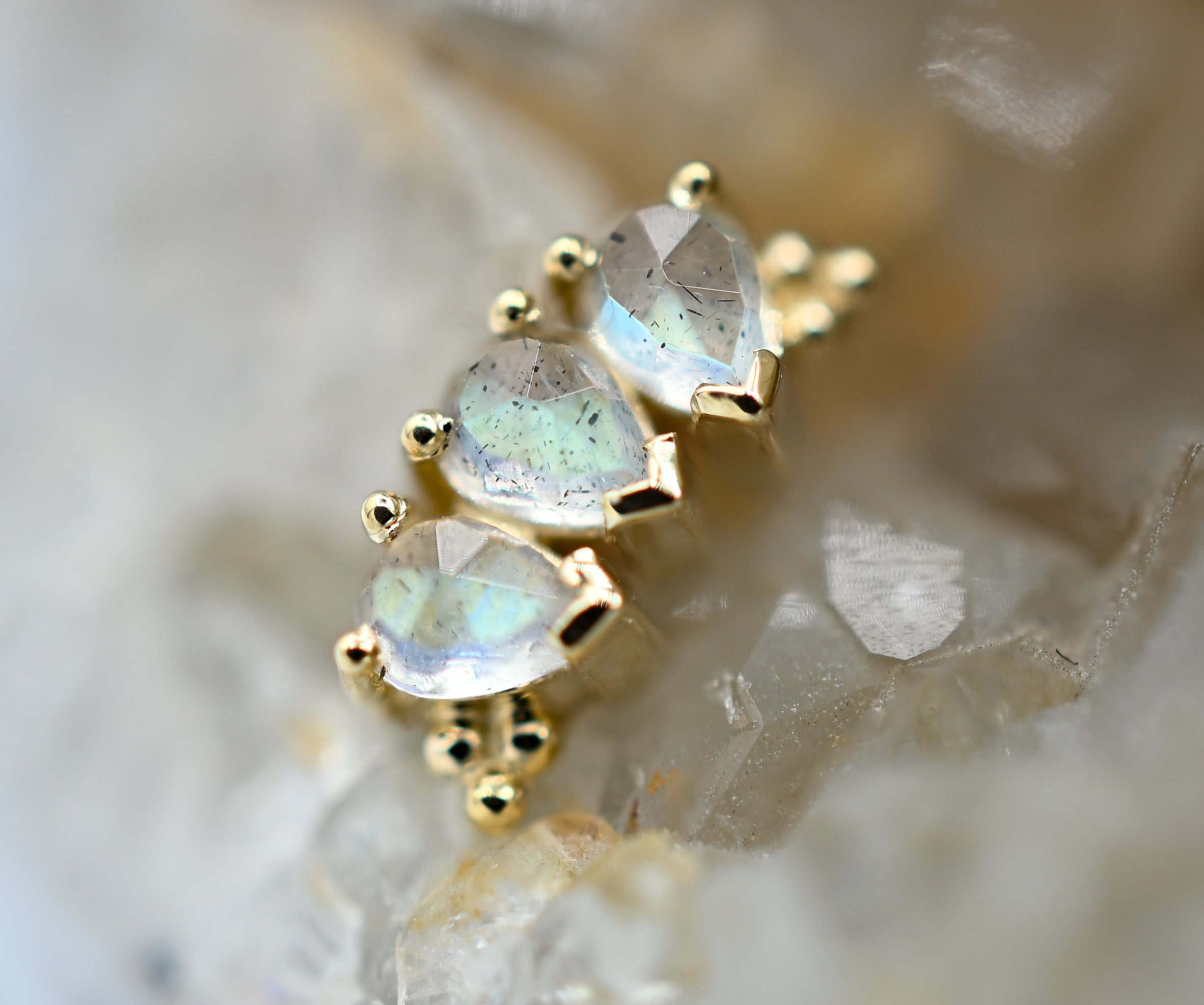Tiny 3-Gem Pear Panaraya with Labradorite by BVLA