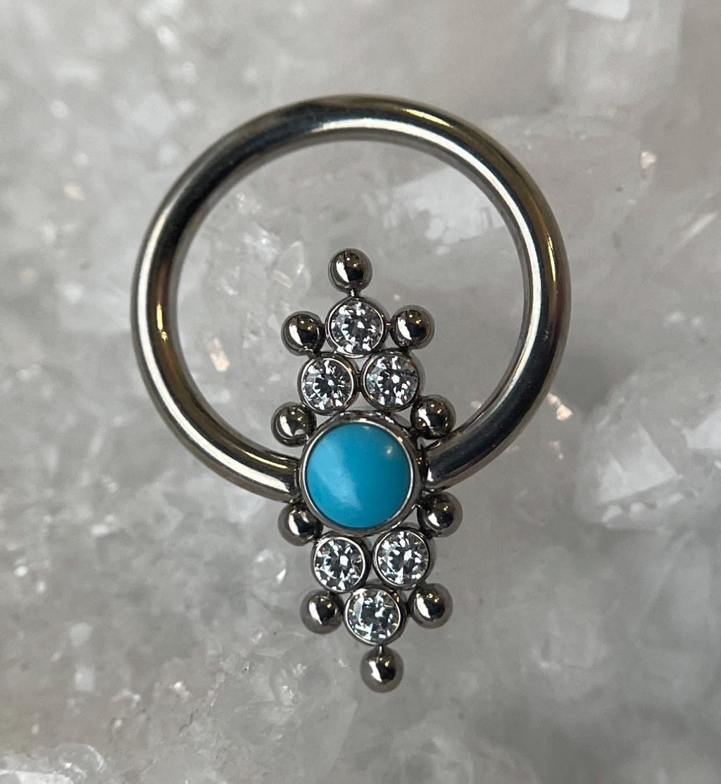 Turquoise/CZ "Waterfall" Captive Cluster by LeRoi