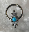 Turquoise/CZ "Waterfall" Captive Cluster by LeRoi