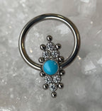 Turquoise/CZ "Waterfall" Captive Cluster by LeRoi