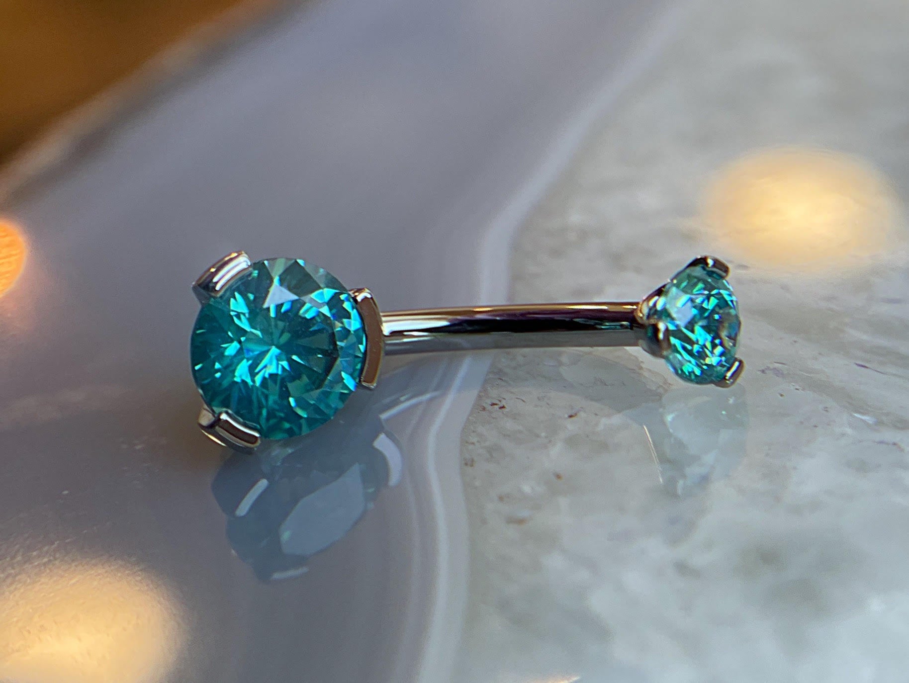 Prong-Set Round Faceted Gem Navel Curve by Industrial Strength (ALL COLORS)