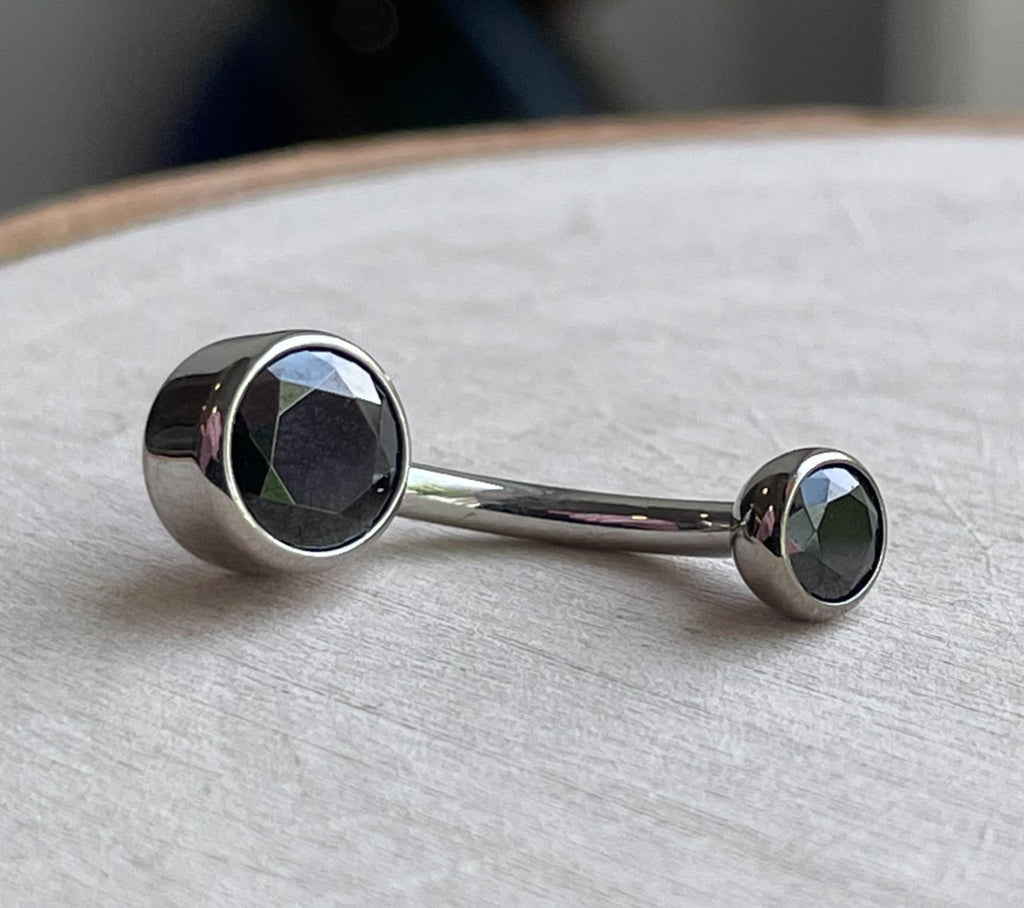 Black CZ Navel Curve by Industrial Strength (4mm/6mm Bezel)