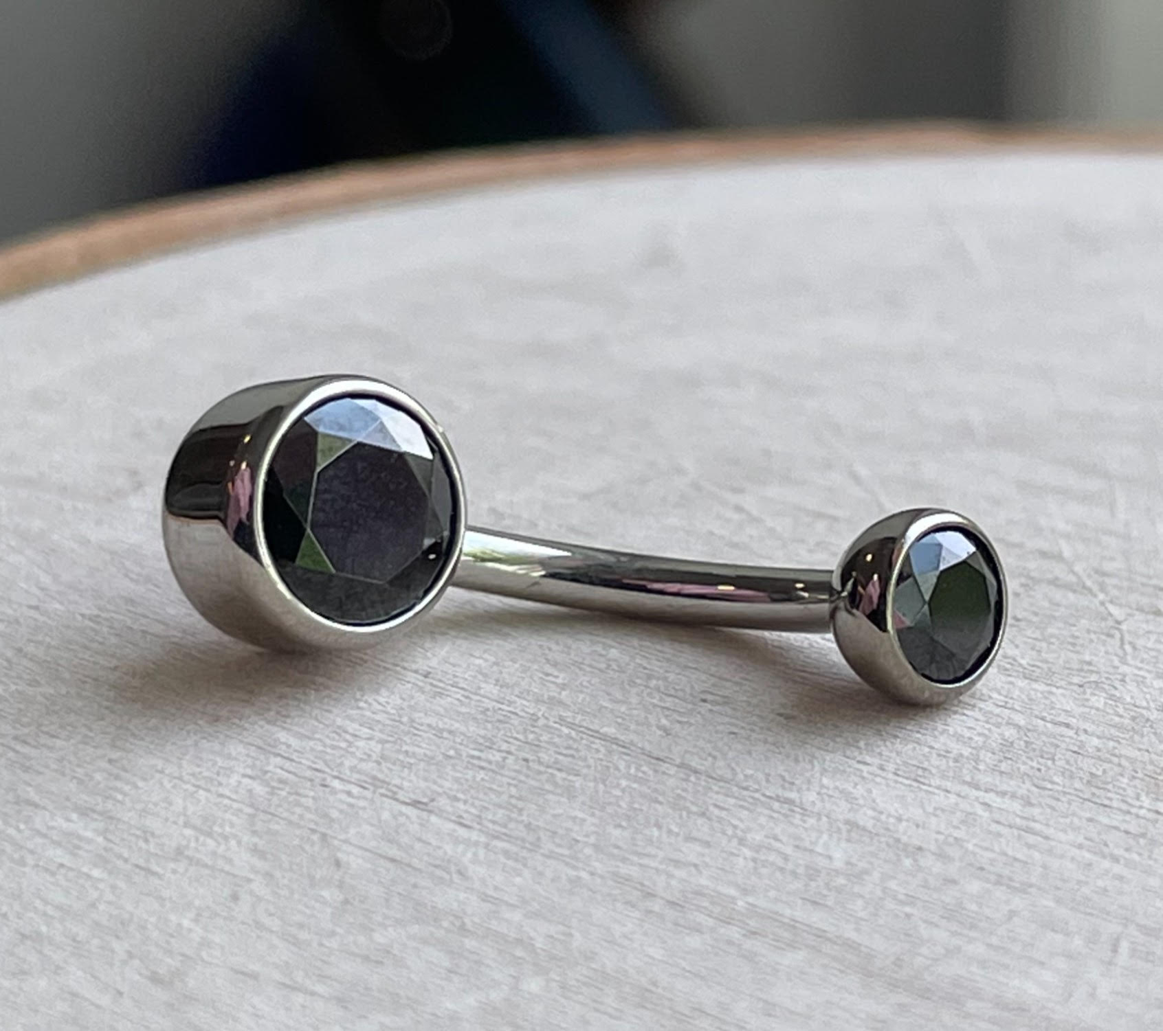 Black CZ Navel Curve by Industrial Strength (4mm/6mm Bezel)