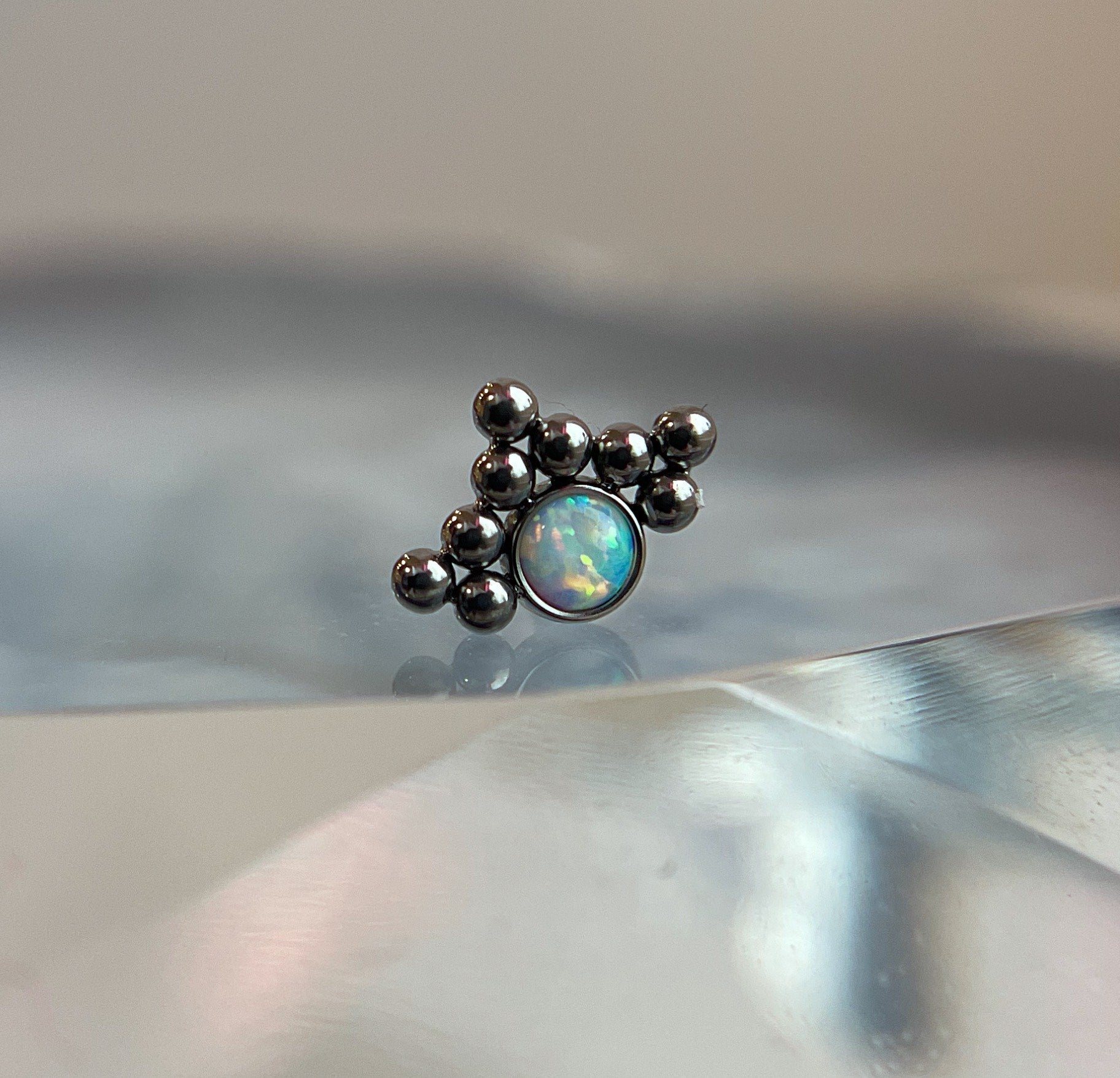 Haute Couture Gem with Triple Beaded Trinity Accents (11HT-9A) by LeRoi Fine Jewelry