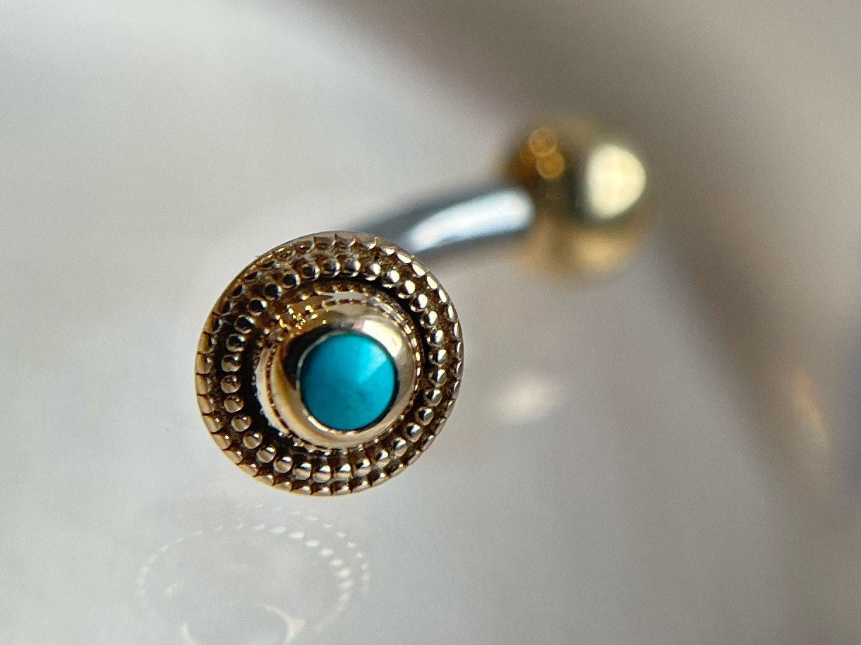 14ga Milgrain with Turquoise by Body Gems