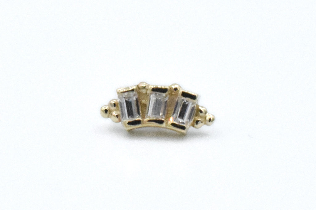 Tiny 3 Gem Straight Baquette Panaraya with White CZ by BVLA