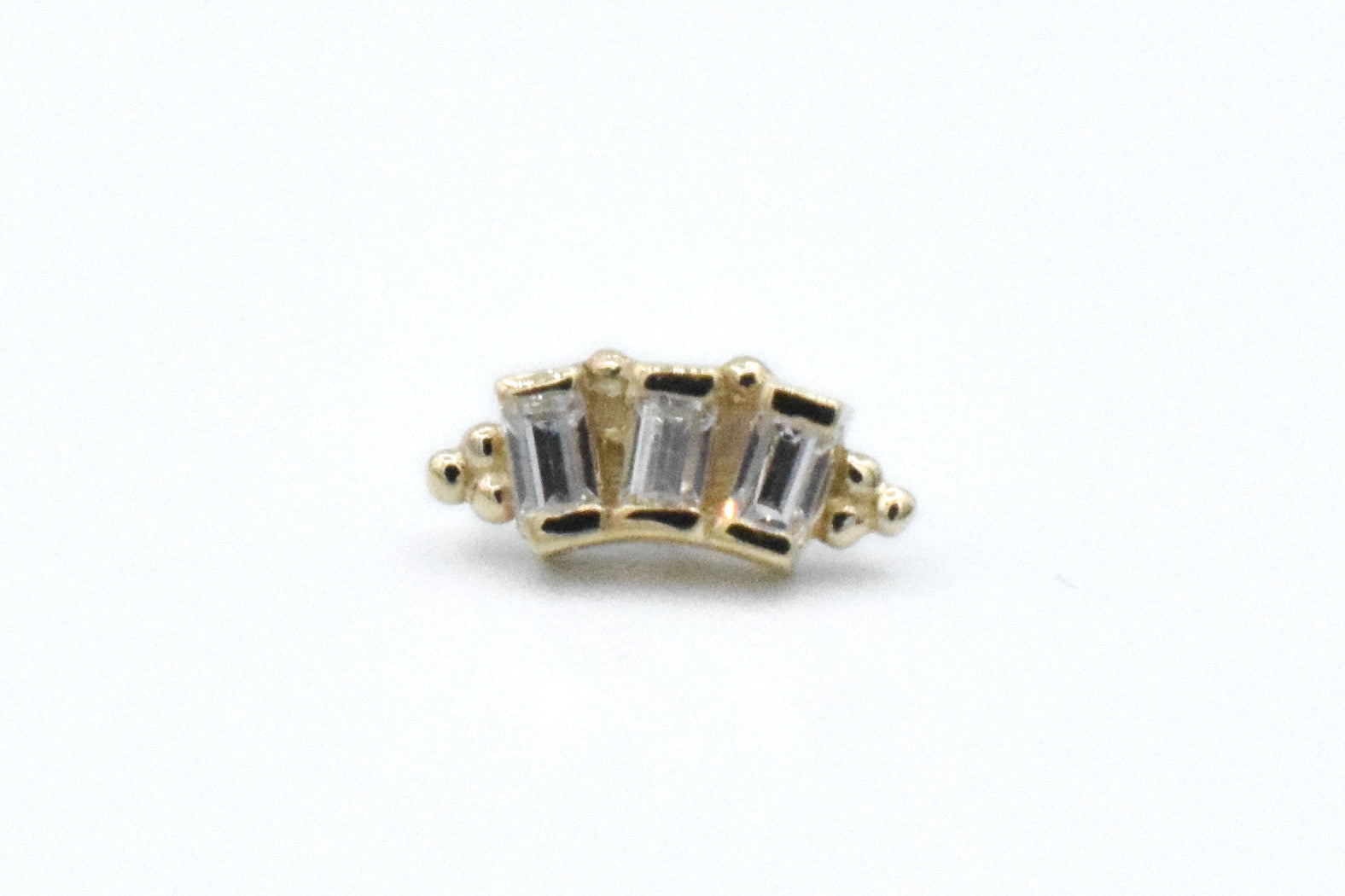 Tiny 3 Gem Straight Baquette Panaraya with White CZ by BVLA